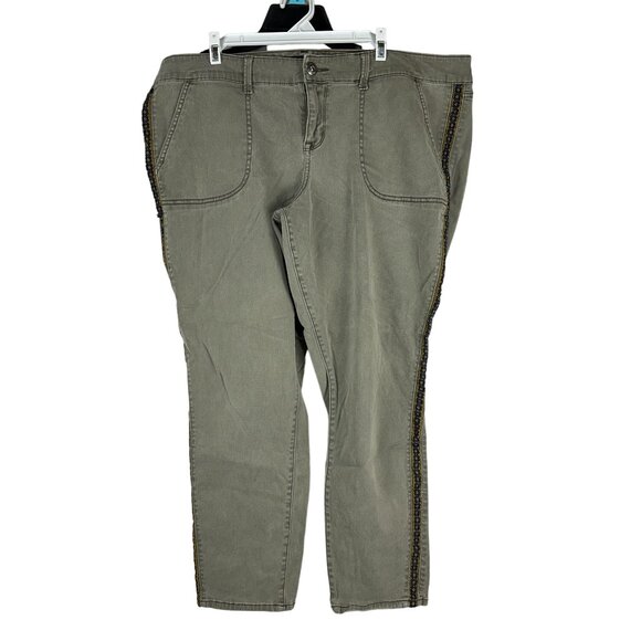 torrid Denim - Torrid Denim Womens Size 22 Khaki Pants Embroidered Trim Casual